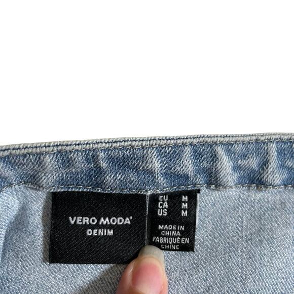 VERO MODA Women Lilith Denim Mini Dress Blue M Coastal Casual Chic Y2K Nostalgia - Picture 10 of 13